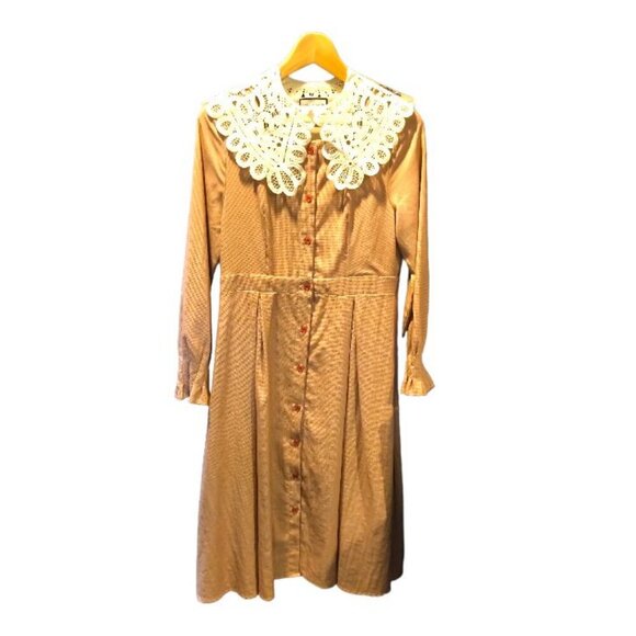 Vintage BOHO Cottagecore Long Sleeve Fit& Flare button down Gingham Shirt Dress - Picture 2 of 16